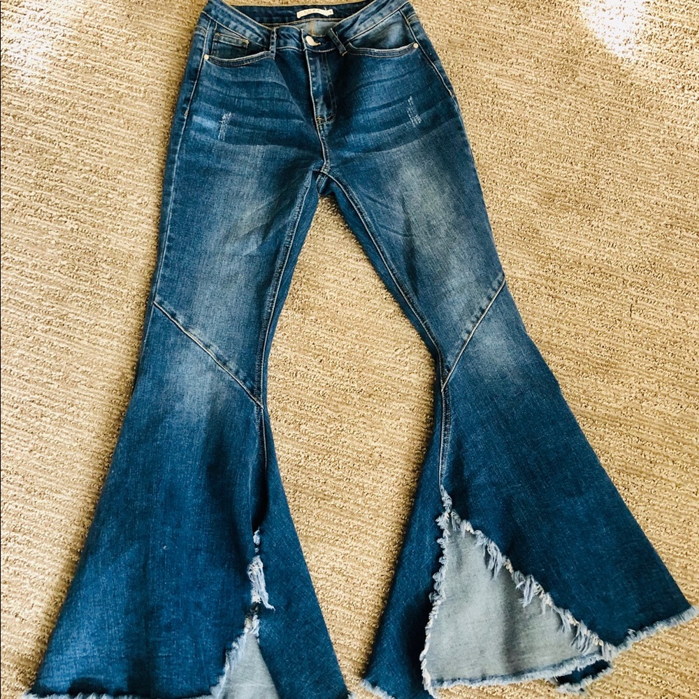 Luxe Moda Split Bell Bottom Jeans 30” Size 4